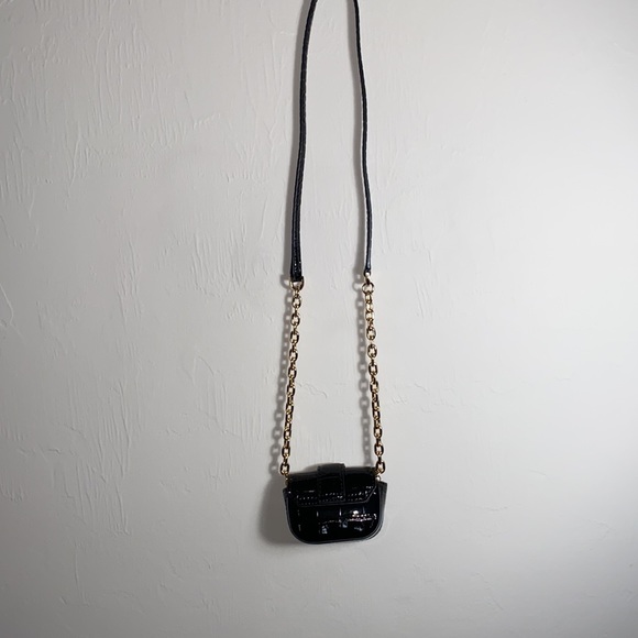 Black patent leather Michael Kors AirPod Pro Case with strap. - Picture 3 of 7